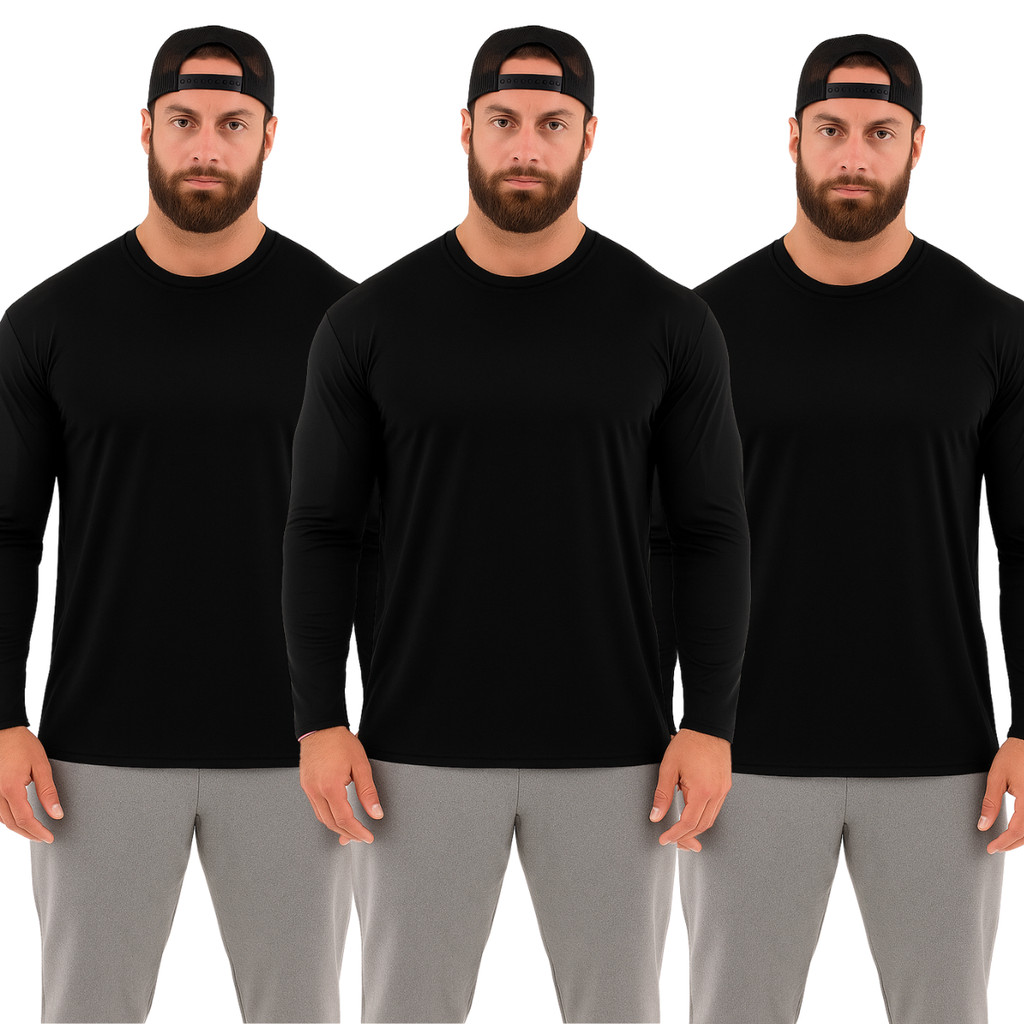 Kit 3 Camisetas UV Masculina UV 50+ Segunda Pele Esportiva Dry Fit Academia Térmica Premium