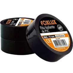 Fita Isolante Elétrica PVC Antichamas Foxlux 10m x 19mm 600V Kit com 10
