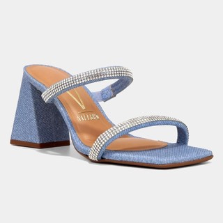 Tamanco Vizzano Salto Bloco Strass - Jeans em Oferta na Shopee