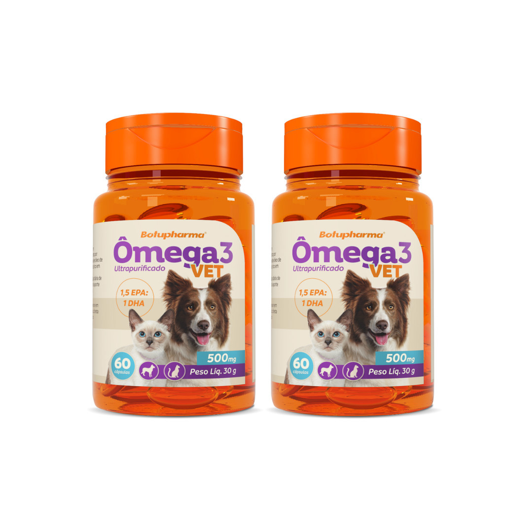 Kit 2 Ômega 3 Vet Suplemento Botupharma  500mg 60 Cápsulas