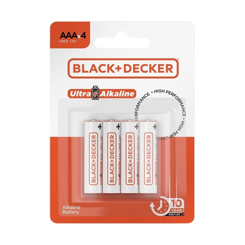 Pilha Alcalina AAA LR03 1.5V Palito 4 Unidades Black+Decker