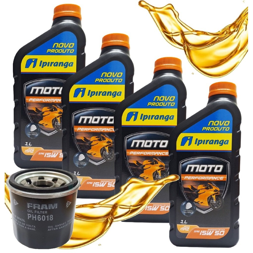 Troca de Óleo P/ Suzuki Gsx-R 1000 / Bandit 1200 / Dl V-Strom 1000 Ipiranga 15w50 + Filtro em Oferta na Shopee