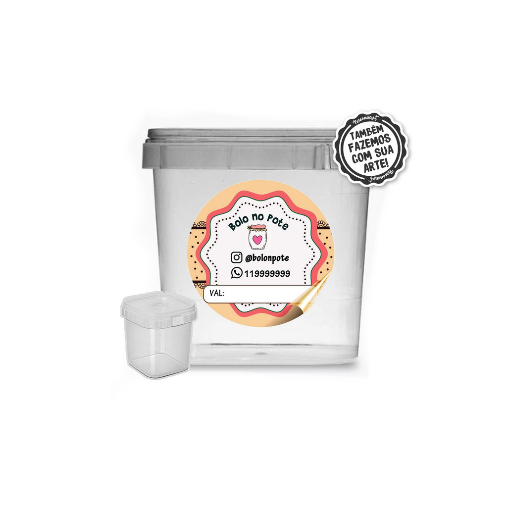 KIT 24 Adesivos para Bolo de Pote Personalizado Rótulo Bolo de Copo Modelo 13 Bolo no pote