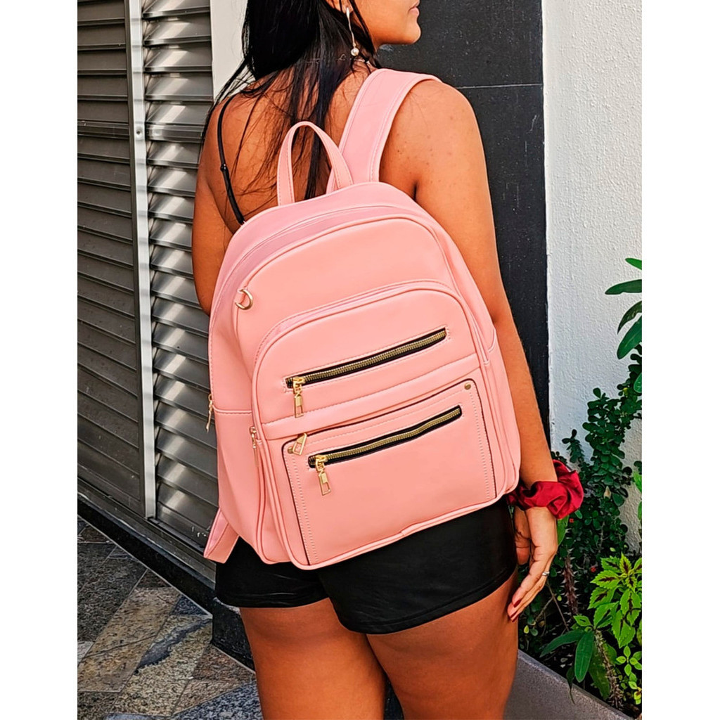 Mochila Feminina Social De Couro Pu Elegante Alta Qualidade