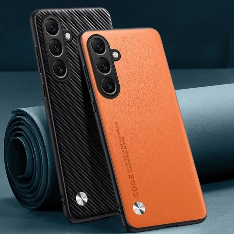Capa De Couro De PU Liso Para Samsung Galaxy A55 A35 A15 A25 A05 A05S M15 M55 Proteção Total Em Silicone TPU À Prova De Choque