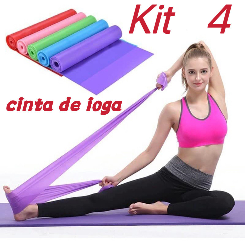 Conjunto de 4 faixas elásticas para exercícios de ioga e estiramento de 150 cm em Oferta na Shopee