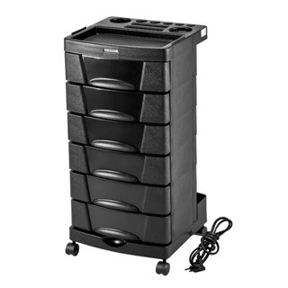 Carrinho Auxiliar Cabeleireiro Beauty Care Tomada Embutida 6 Gavetas e Suportes Preto Dompel em Oferta na Shopee