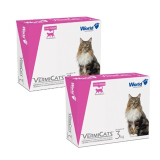 Kit 2 VermiCats Vermífugo World para Gatos de 3Kg - 4 Comprimidos em Oferta na Shopee