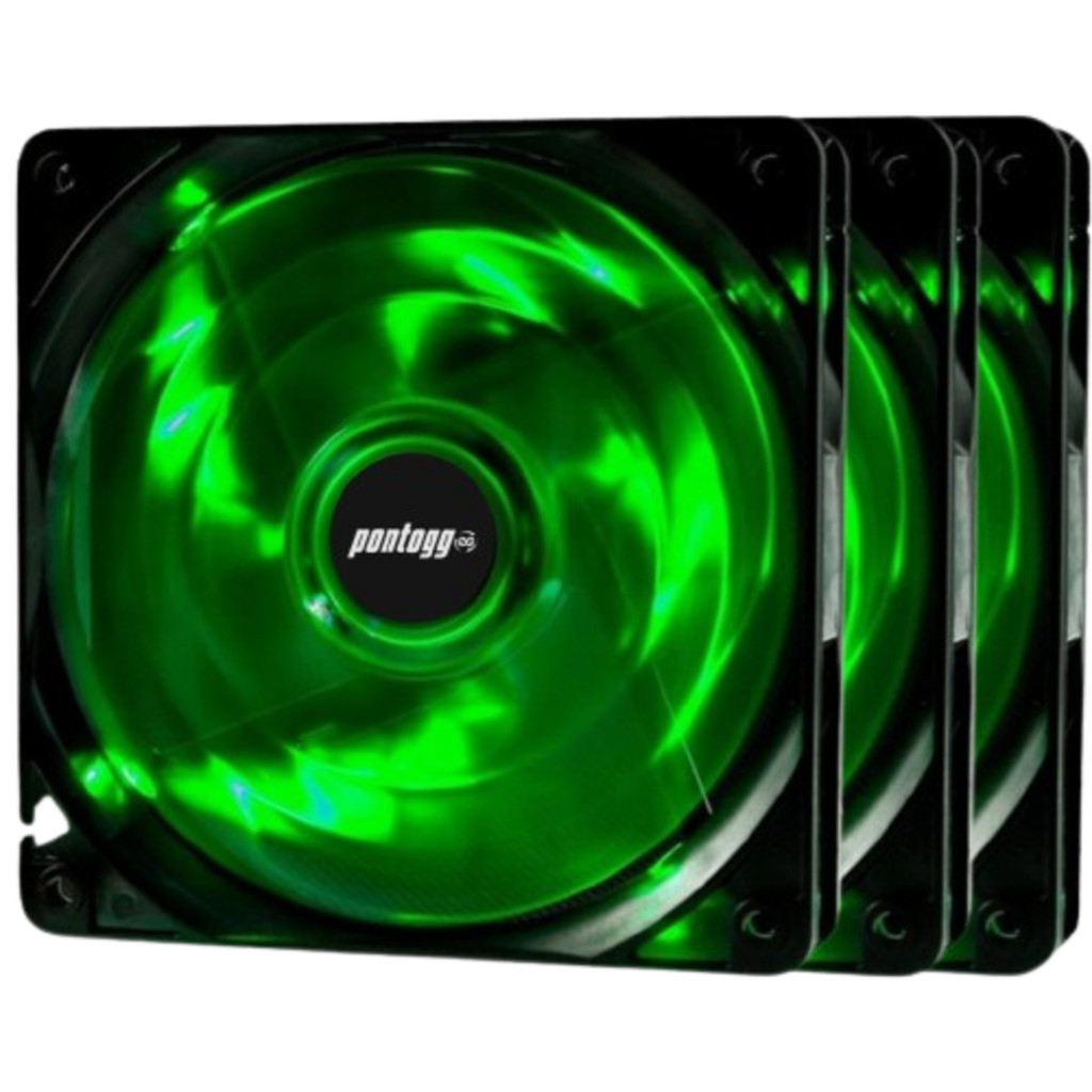 Kit 3 Cooler Fan Verde 4 Leds Para Gabinete PC Gamer 120mm Ventoinha de Otima qualidade