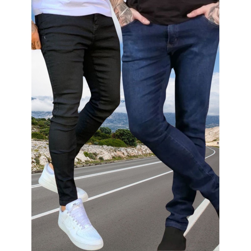 Kit 2 Jeans Masculino Zíper Lycra Jeans Stretch Fabricantes Preços Especiais Venda Direta