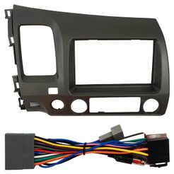 Kit Moldura Painel 7 Pol New Civic 2007 2008 2009 2010 2011 2 Din Grafite Chicote Som Plug Antena