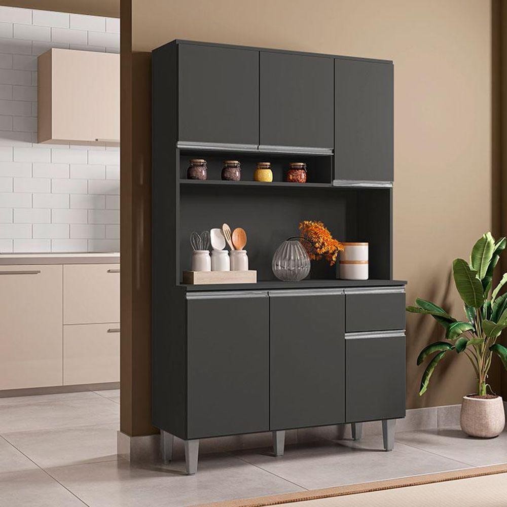 Armário Para Cozinha Ambiente Kit Márcia Cinza Fosco - Ajl em Oferta na Shopee