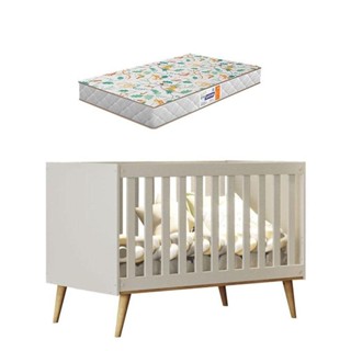Berço Americano Ludmila Off White Bétula Com Colchão Gazin - Carolina Baby em Oferta na Shopee