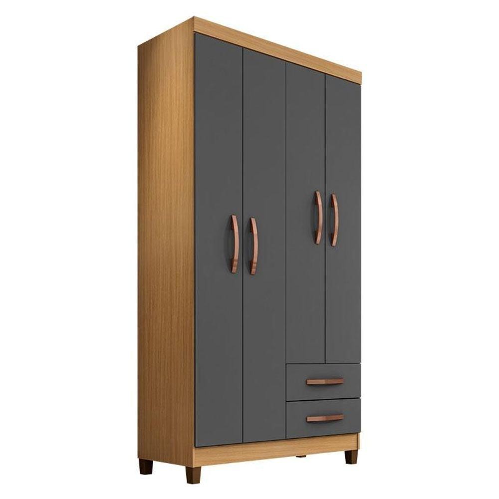 Guarda Roupa Solteiro Mogi 4 Portas Carvalho Americano Grafite - Incorplac em Oferta na Shopee