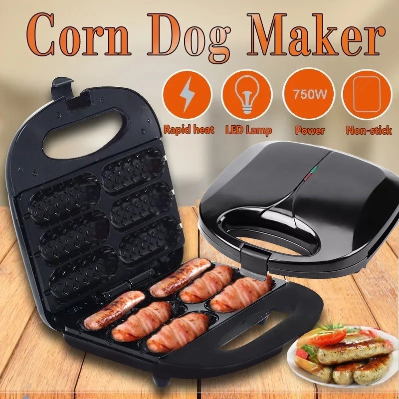 Máquina elétrica antiaderente para fazer crepes e cachorros-quentes para fazer cachorros-quentes de milho, pizza, 110V/2