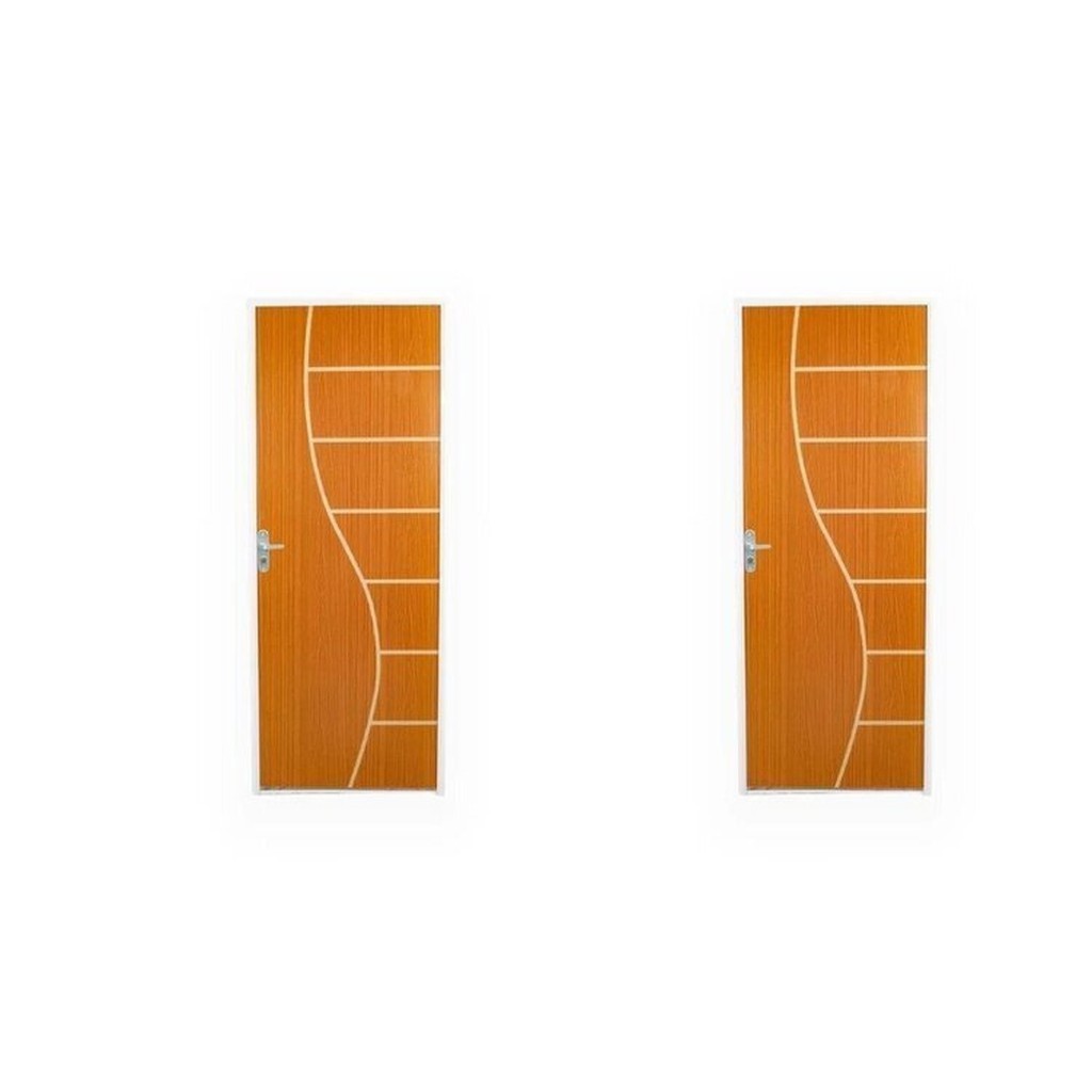 2 Kits Porta de Madeira Decorada 215x75cm com Batente de Aço 6cm Cantareira em Oferta na Shopee
