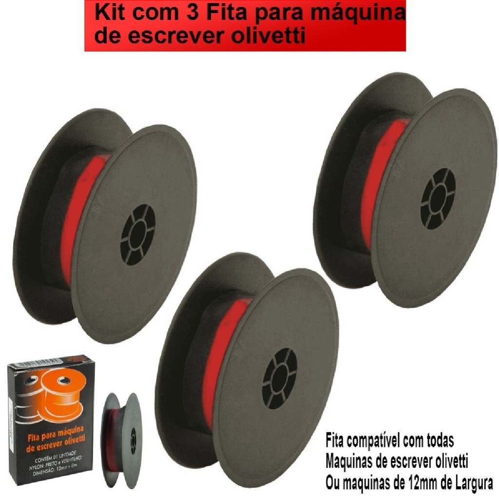 Fitas para Máquina de Escrever Olivetti PV - Kit com 3 Unidades - Masterprint
