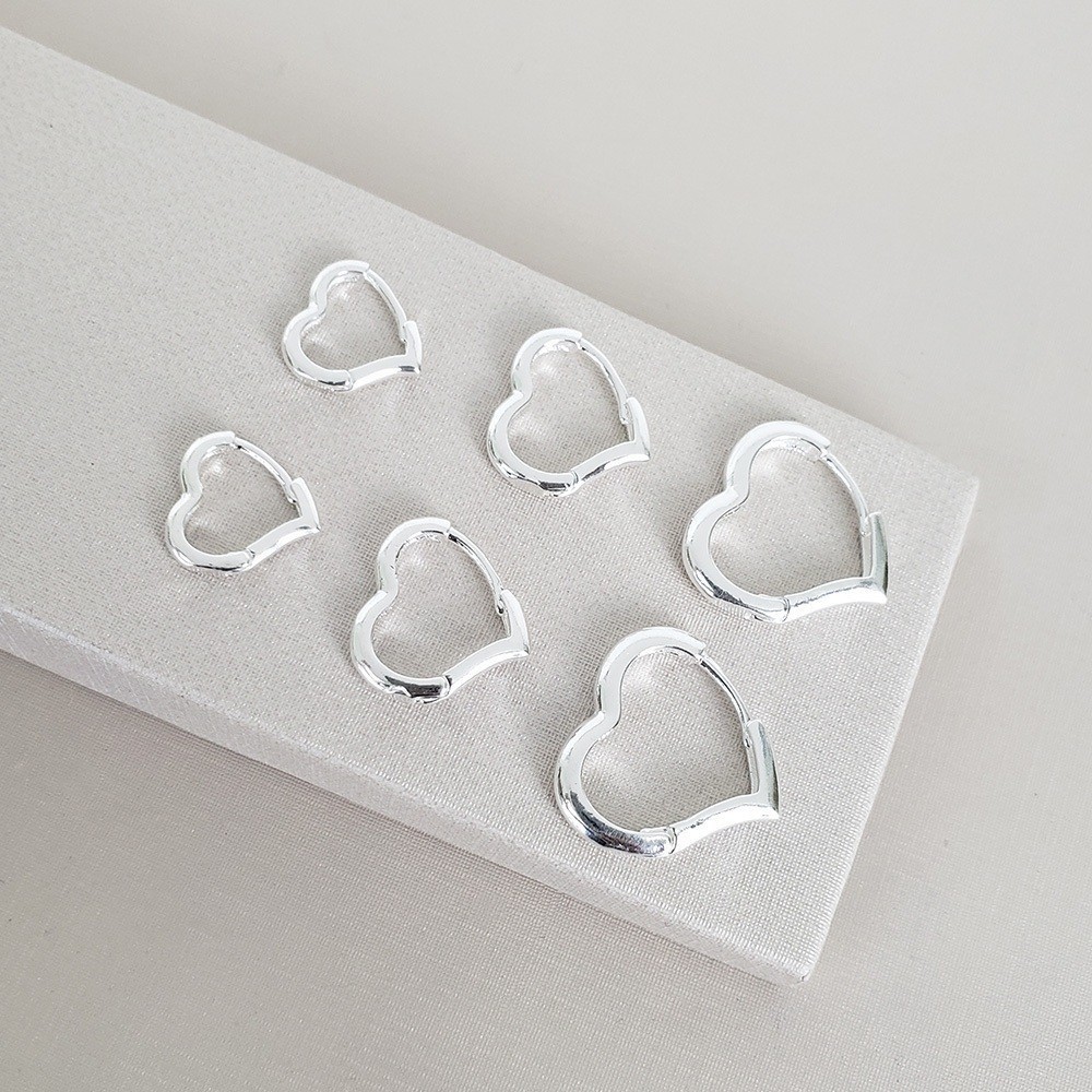 BrincosTrio kit 3 pares de argola coração em prata 925 em Oferta na Shopee
