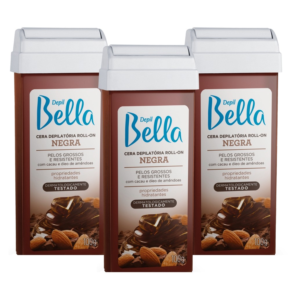 Kit 3 Ceras Roll-on Depilatória Negra Hidratante Depil Bella em Oferta na Shopee