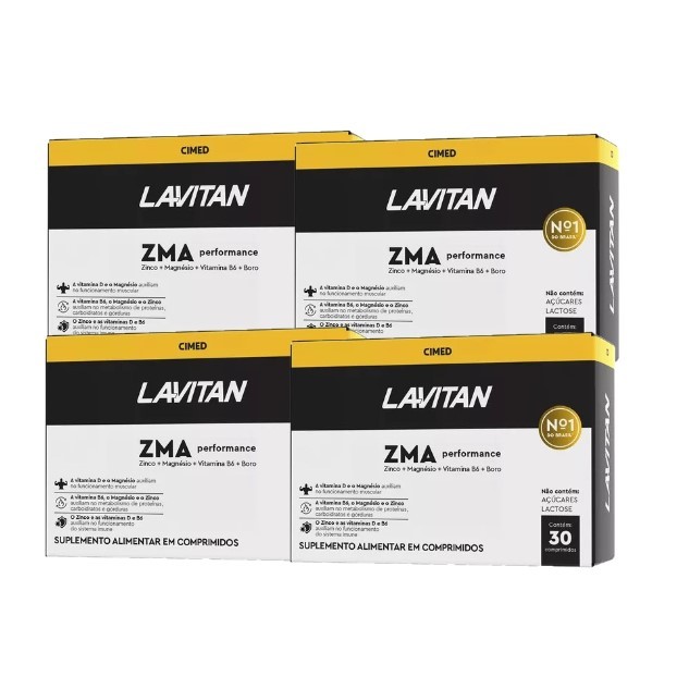 Kit 4x Lavitan ZMA Performance Com 30 Comprimidos - Cimed