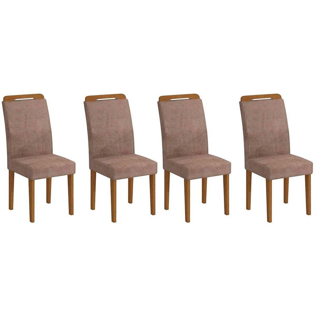 Cadeira Sala de Jantar Athenas Kit 4 Un Capuccino/Animale Chocolate - Rufato em Oferta na Shopee