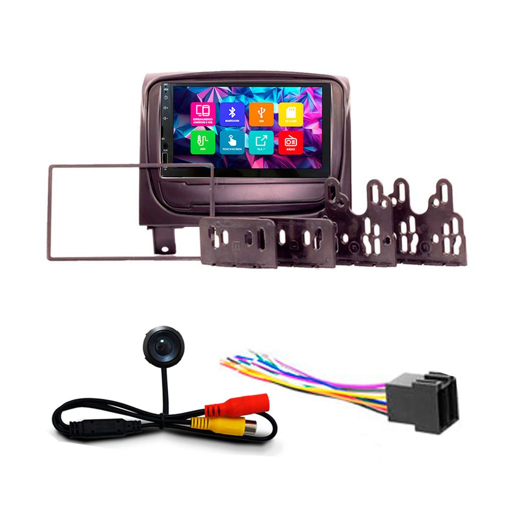 Kit Multimidia 7 Pol Palio Way 2014 2015 2016 2017 2018 Espelhamento Android Ios 2 Din Preto Camera Ré