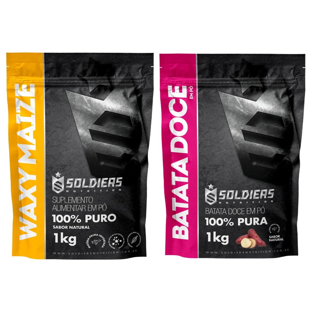Kit: Batata Doce 1kg + Waxy Maize 1kg Soldiers Nutrition Energia Treino em Oferta na Shopee