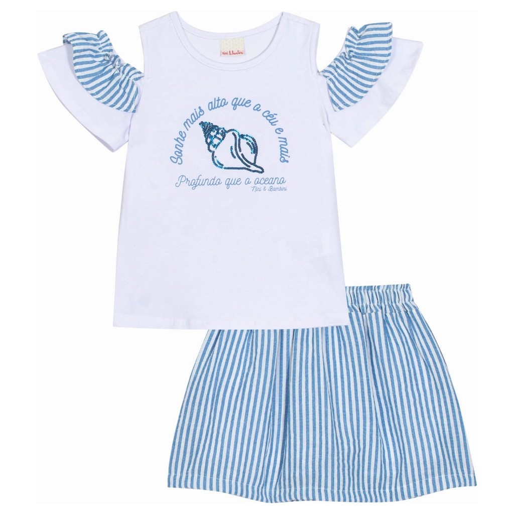 Conjunto Infantil Meninas Conchas Do Mar - Nini Bambini