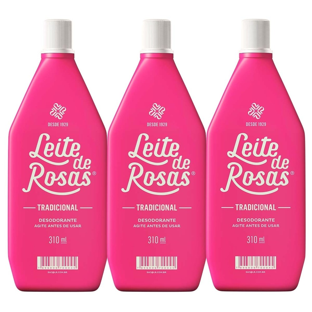 Kit 3 und Loção Leite Rosas Tradicional 310ml em Oferta na Shopee