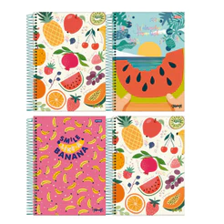 Caderno Universitário 1 Matéria 80 Folhas Capa Dura Yummy Jandaia - Kit com 4 unidades sortidas