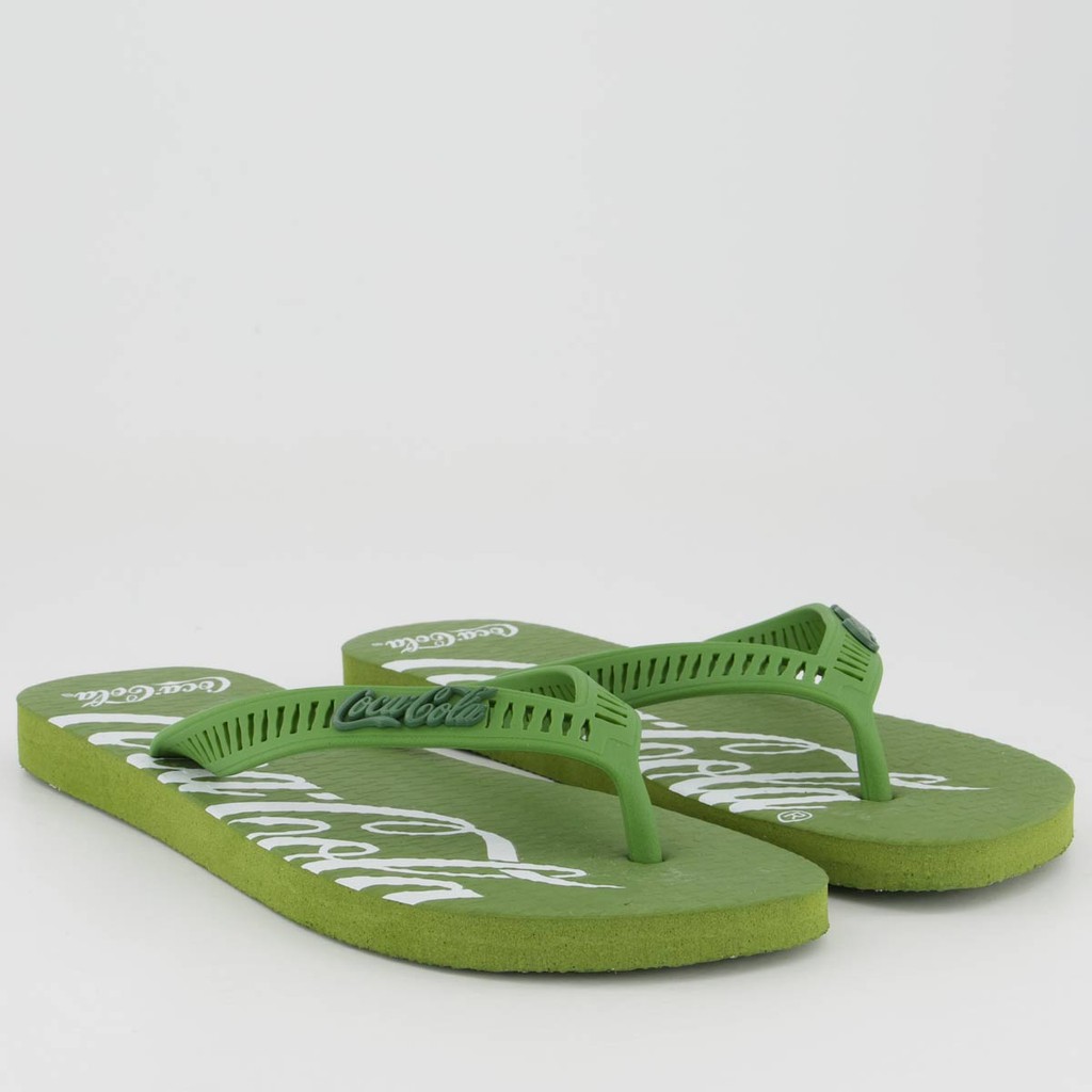 Detalhes do Chinelo Coca Cola Spencerian Verde Musgo