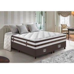 Cama Box King Colchão + Box 193x203 Molas Ensacadas Cama inBox Relax Pillow Café