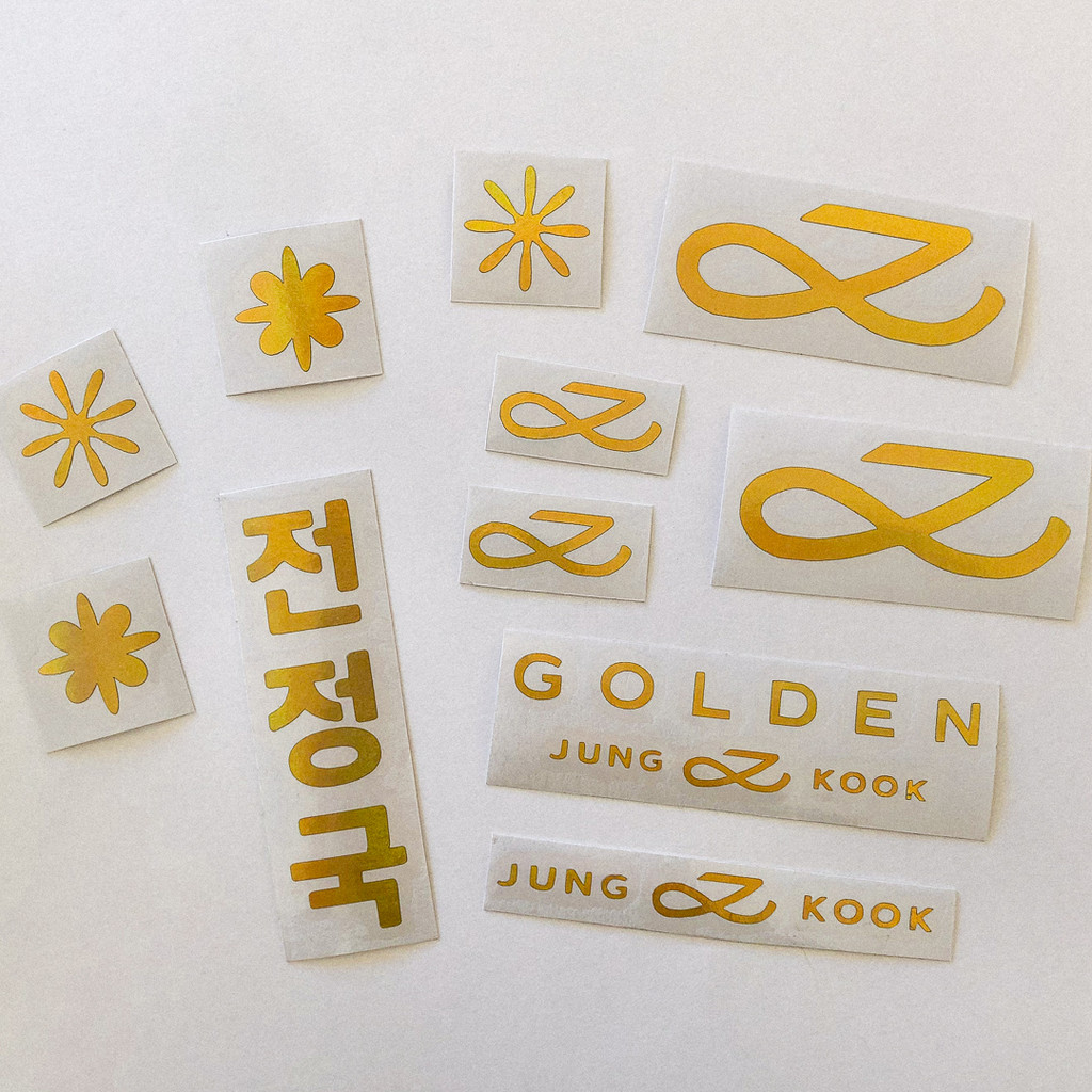 JUNGKOOK - ADESIVO HOLOGRÁFICO (GOLDEN) COMBO - DECAL PARA LIGHSTICK ARMY BOMB CELULAR