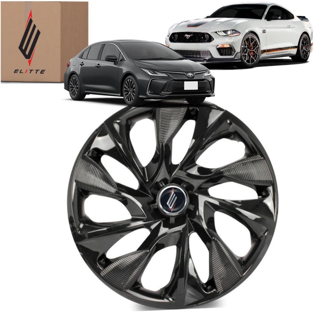1 Calota Esportiva Modelo Ds4 Aro 15 Polegadas Black Parafuso Universal Elitte