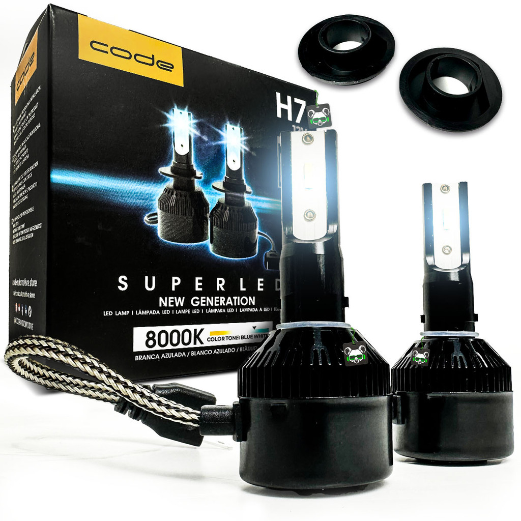 Par Super Led 3200l Tipo Xenon 8000K Encaixe H7 Lâmpada Automotiva - Spare Parts and Accessories for Vehicles