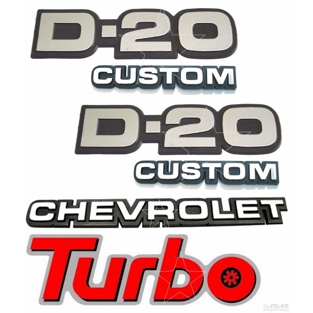 Emblemas D20 Custom + Chevrolet + Turbo - 1985 À 1992
