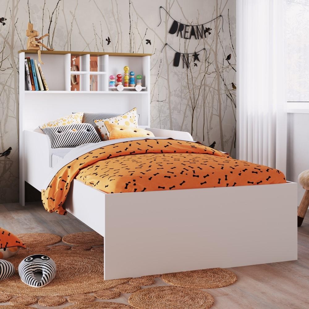Cama Infanto Juvenil Com Protetores Estante Prateleira Espelho House Sem Colchão Quarto Branco — imagem 2 de 2