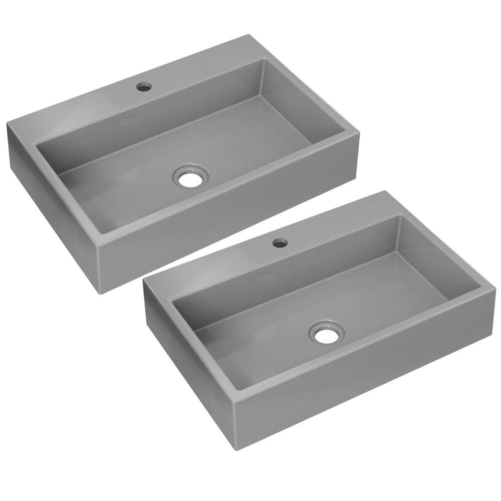 Kit 02 Cubas de Apoio Retangular Para Banheiro Lavabo Florenza C01 RT55W Cinza - Lyam em Oferta na Shopee