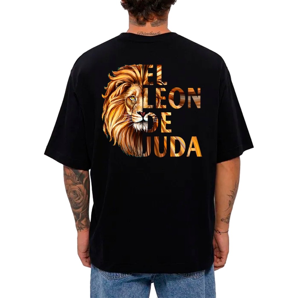 Camiseta Oversized Streetwear Masculina Feminina  Leão De Juda camisa 100% Algodão Religioso Deus Moda