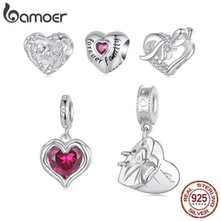 Bamoer 925 Sterling Sliver Charm Love Gift Coração Pingente Série De Acessórios Para Pulseira