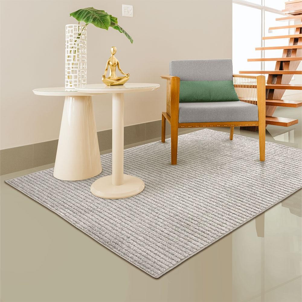 Tapete Para Sala Mariana Prata 1,00x1,50 São Carlos em Oferta na Shopee