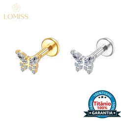 Lomiss Piercing Orelha Conch Trágus Hélix Labret Titânio Borboleta Zircônia Cravejada