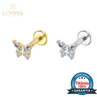 Lomiss Piercing Orelha Conch Trágus Hélix Labret Titânio Borboleta Zircônia Cravejada em Oferta na Shopee