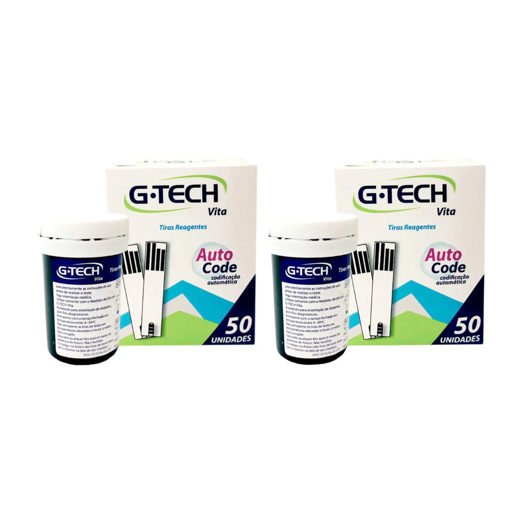 Tiras Reagentes G-Tech Vita com 50 Unidades - Kit com 2 Caixas Para uso somente com aparelho Vita