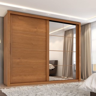 Guarda Roupa Casal Essencial 2 Portas de Correr 6 Gavetas com 8 espelhos Cinamomo em Oferta na Shopee