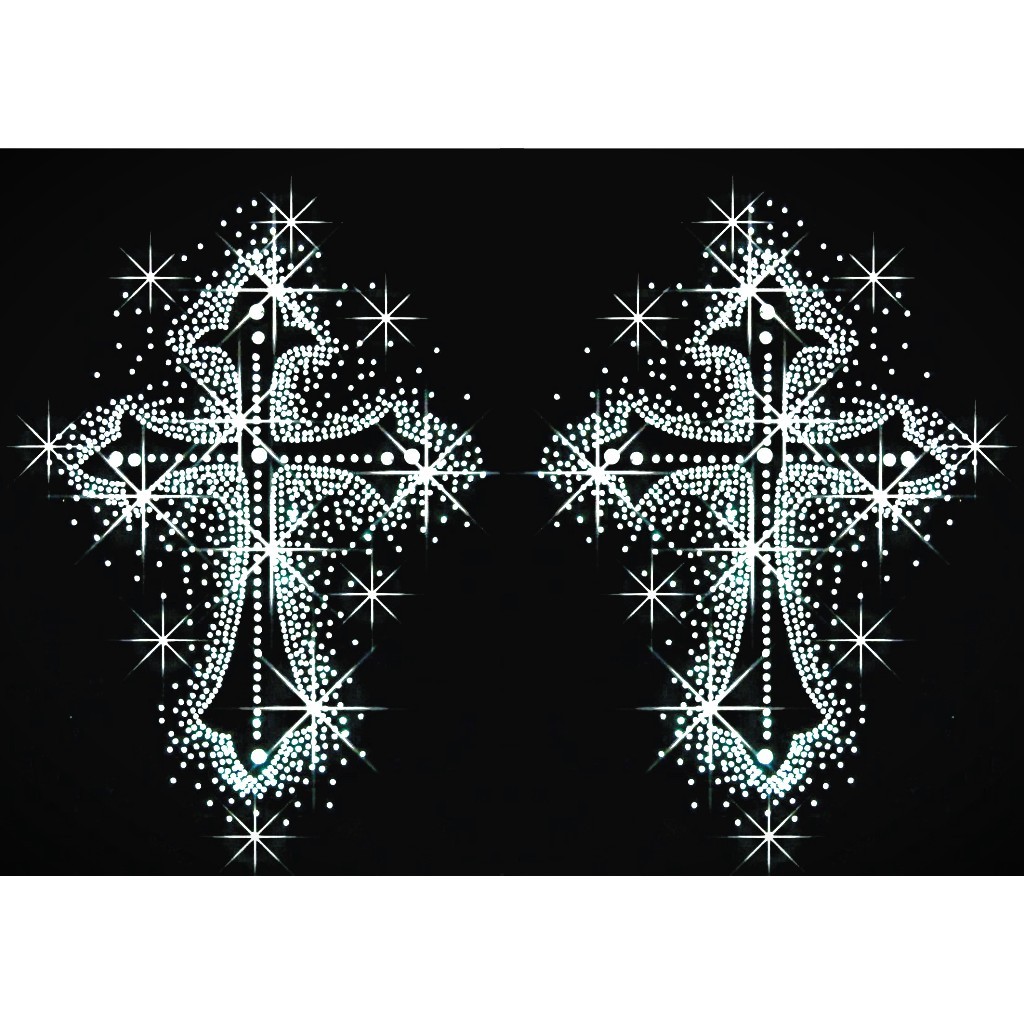 KIT 02 Cruz Salpicada  em strass hotfix termocolante. em Oferta na Shopee