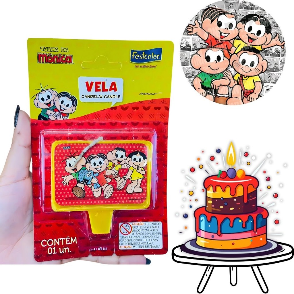 VELA TURMA DA MONICA  FESTCOLOR em Oferta na Shopee