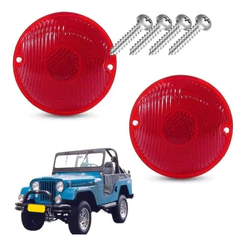 Par Lente + Parafusos Da Lanterna Traseira Jeep Willys 85 Mm