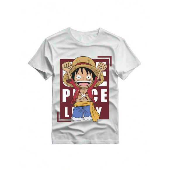 Camiseta Estampada One Piece Total Blusa Casual Camisa Verão Manga Curta Anime Confortável