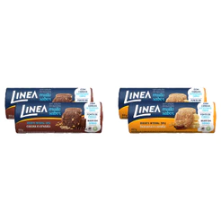 Kit 4 Biscoitos Integrais Linea Sabor Cacau e Cereais / Banana e Canela 100g